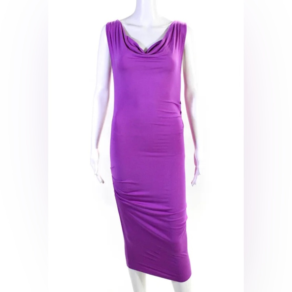 Catherine Malandrino Womens Draped Ruched Midi Dress